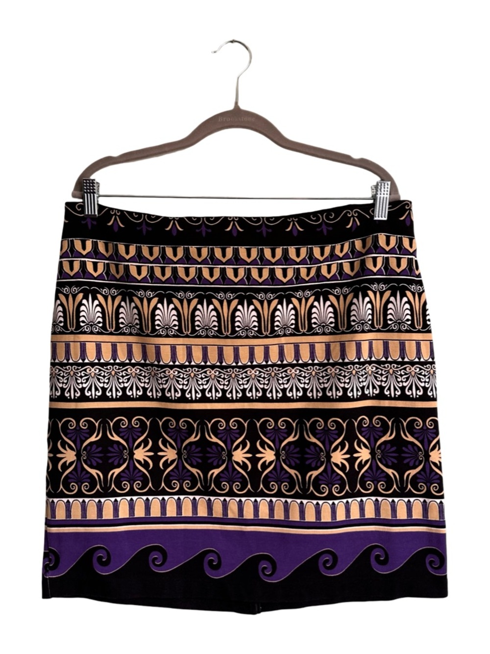 J. McLaughlin Women’s Abstract Artsy Black Purple Print Pencil Skirt Size 14